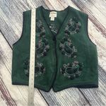 Christopher & Banks Vintage  Hand Embroidered Forest Green Knit Vest Photo 6