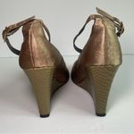 Steve Madden Green and Brown Satin Snakeskin Wedges Photo 4