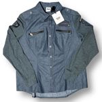 Harley Davidson Gray Knit Woven Military Shirt Long Sleeve Biker Grunge Size XL Photo 1