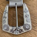 Love Strength Gray Leather Belt with Rhinestone Detailed Buckle Photo 1