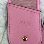 Versace Pink Nylon Leather La Greca Signature Embroidered Medusa Strap Photo 11