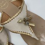 Jack Rogers Alana Sandals Size 9 Tassel Thong Slip On Leather Bone Gold Summer Photo 8