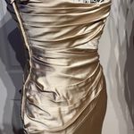 Niteline Vintage Y2k Satin Gown Strapless Mermaid Trumpet Formal Evening Prom Draped Ruched Fit Flare Champagne Photo 3