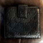 Gucci GG Guccissima Black Leather Bifold Wallet w/ Full Length Billfold Photo 1