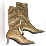A. Marinelli Victorian style embroidered leather boots size 7 1/2 Brown Photo 1