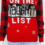 No Boundaries  Christmas Ugly sequins‎ Sweater, On the naughty list, women size L Photo 0