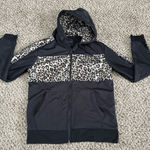 M.C. Square Women's Black Leopard Print Polyester Zip Up Hoodie Size Medium Photo 0