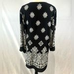 J Valdi black and white boho deep lace up vneck tunic top size XL Photo 2