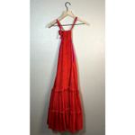 Chufy Huancayo Halter Lace Eyelet Maxi Dress Size Medium Large Red Photo 8