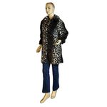VINTAGE 1980'S BEBE NOSH BLACK & TAN ANIMAL PRINT FAUX FUR COAT (M) Size M Photo 7