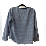 Talbots  Blue, Navy, White Patterned Button-Down Shirt Tie Hem Size MP Photo 3