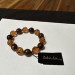 Cookie Lee Small Wrist Bead Beaded Bracelet 6 Inch NWT Brown / Amber Tone Photo 0