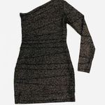 Forever 21 Gunmetal & Gold One-Shoulder Mini Dress Photo 0