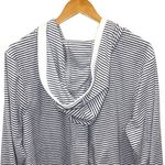 J. Jill Fit Womens Stripe Loop Terry Long Sleeve Hoodie Black White Size XL‎ Photo 3