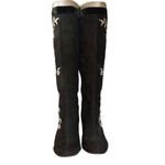 Cole Haan BROWN SUEDE WITH IVORY SILK EMBROIDERY & BEADED HEELED BOOTS (6) Photo 7