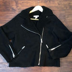 H&M  women’s motor jacket black faux fur suede size 6 eur 38 Photo 0