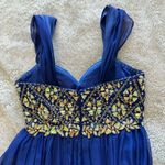 Alyce Paris  size 6 blue formal prom beaded rhinestone dress chiffon midi dress Photo 3