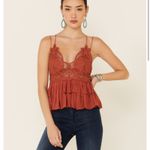 Free People Adella Cami XS Rust Lace Peplum “Winding Roads” Top NWT Photo 15