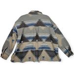 La Miel Southwestern Aztec Blanket Shacket Size S Beige & Blue NWT Boho Style Photo 2