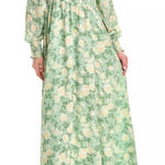OPT O.P.T. Classic Smocked Maxi Dress floral slit sz XL Green Photo 0