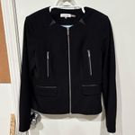 Calvin Klein Black Zip Up Mixed Media Blazer Size 6 Photo 1