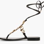 Sam Edelman NEW 8 Deirdre Ankle Wrap Sandal Black Leather Gold Gladiator Greek Photo 7