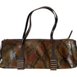 Vtg Tosca Blu Made Italy Leather Python Embossed Shoulder Shopping Bag Elegant Brown Photo 0