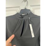 T Tahari Blouse Womens Size S Black Mock Neck Keyhole Large Bell Sleeve Chic Photo 9