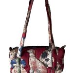 Vintage 60s Talon Zipper Marj Dickson Dog Print Padded Fabric Shoulder Bag Red Photo 1