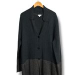 J. Jill Charcoal Gray Blue Colorblocked Knit Long Coatigan Jacket Size L Photo 2