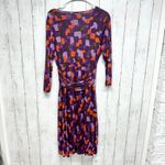 Boden Dress Women Size 10R Midi Long Sleeve Twisted Wide Open Neck Geometric Black Photo 4