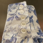 Reformation 💕💕 Stilton Linen Top  Pompadour Blue White Floral Bird Print 2 NWT Photo 6