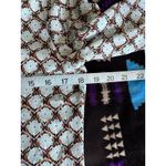 Chelsea 28 Teal/Brown Floral Chiffon Tie Long Sleeve Button Up Blouse Size XS Photo 6