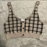 Le lis  Collection Cropped Tank Size Small Sleeveless‎. faux Buttons Plaid Y2K Photo 0