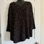 Democracy  Sweater Mixed Animal 3/4 Sleeves Size M Black Gold Party Holiday Boho Photo 11