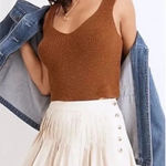 Madewell  Hemp-Cotton Pintuck High Rise Full Mini Skirt Undyed Edition Size 8‎ Photo 0