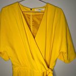 Trina Turk  Kai Yellow Crepe Jumpsuit Three Quarter Sleeve Wide Leg size 6 Photo 9