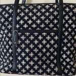 Vera Bradley  Large Quilted Black Tote Bag with Leather Handle Photo 4