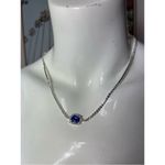 8 Other Reasons  Silver Blue Rhinestone Gem Pendant Choker Necklace NWT OS Photo 3