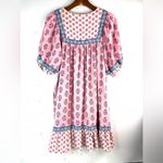 Old Navy  M Tall Cotton Tiered Puff Sleeve Mini Dress in Pink and Blue Photo 1