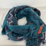 Missoni  Sciarpe Teal Zigzag Pattern Long Fuzzy Scarf Textured Boho Luxury READ Photo 9