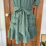 NWT Lulu’s All The Sage One Shoulder Ruffle Dress ~ size Large Green Photo 4
