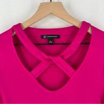 INC Pink Strappy Cutout Scoop Neck Long Sleeve Stretch Knit‎ Top Photo 1
