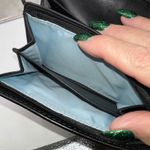 Coach  Signature C Monogram Black Canvas Patent Leather Tri Fold Wallet Photo 6