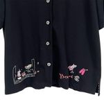 Vintage 90s Black Boutique Embroidered Top and Pants Set Size Medium Photo 3