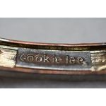 Cookie Lee  Black Beaded Gold Tone Rhinestone Bar Stretch Bracelet Photo 2