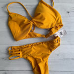 Volcom NWT  Yellow Simply Seamless Cheeky Two Piece Bikini S Photo 0