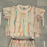 Hemant And Nandita Tie Dye Boho Metallic Frilly Smocked Mini Skirt and top Yellow Photo 8