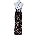 EXPRESS  Dark Purple Floral Polka Dot Print Tie Back Backless Maxi Dress Size XS Photo 2