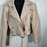Azalea Wang Women’s Beige Faux Leather Moto Jacket Size Medium NWT Photo 2